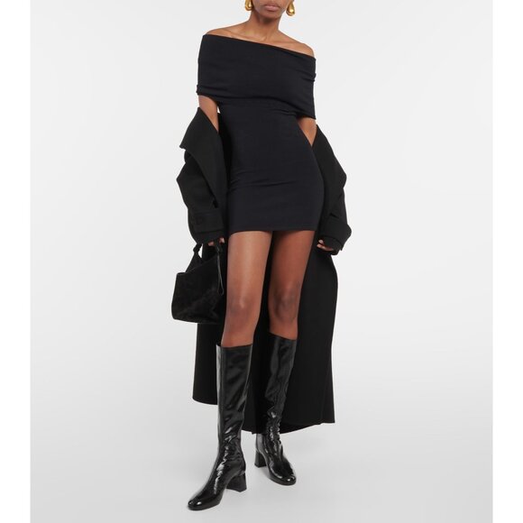 WARDROBE.NYC Off The Shoulder Mini Dress in Black Small New Womens Stretchy - Picture 10 of 16